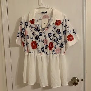 Floral Button Up Shirt Blouse